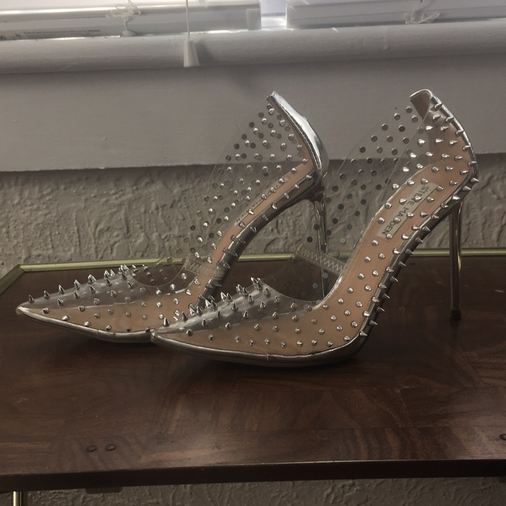 Steve Madden Vala clear studded heels